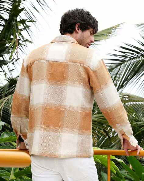 Men Oversized Checked Casual Shirt