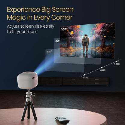 Pico 14 Rechargeables DLP Mini Projector| 720p Full HD | 1600 Lumens | Upto 100" Display | Auto Keystone & Focus | Wi-Fi/Bluetooth